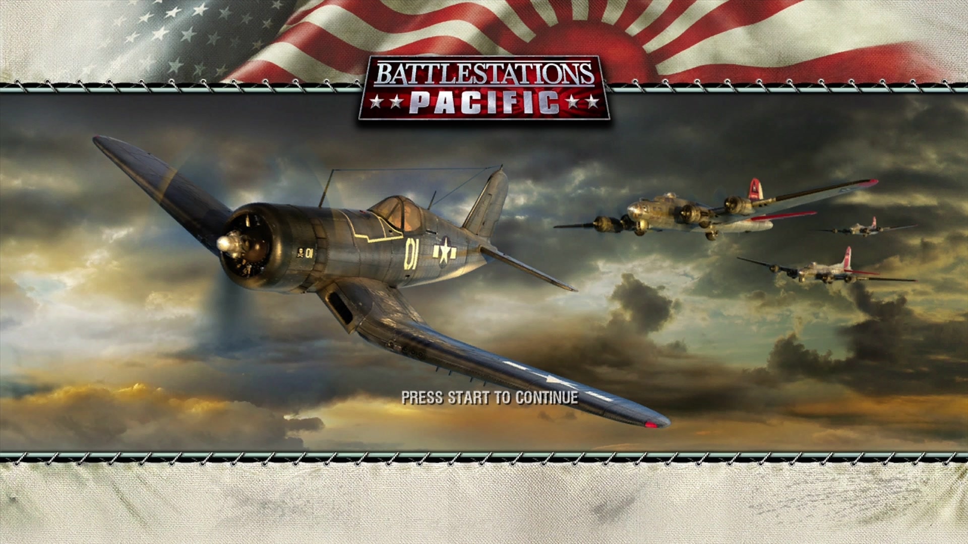 Battlestations: Pacific title screen for Xbox 360